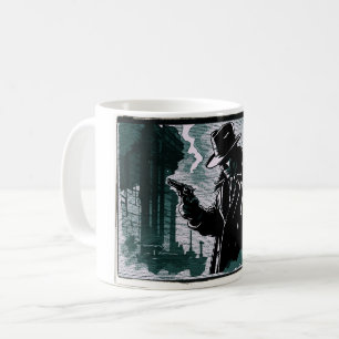 Taza De Café Detective Urbano Ciudad Gris Estilo Vintage 1940s