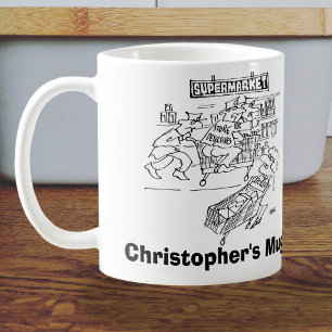 Taza De Café Detectives de Tienda Carrito de Compras Seguridad