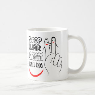 Taza De Café Detener la guerra Gran sonrisa Símbolo de paz con
