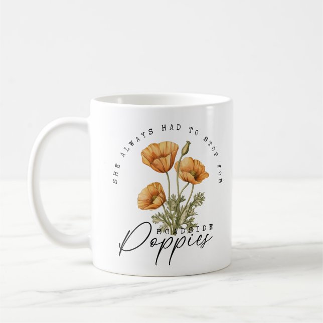 Taza De Café Detener Para Los Poppies De Carretera (Izquierda)