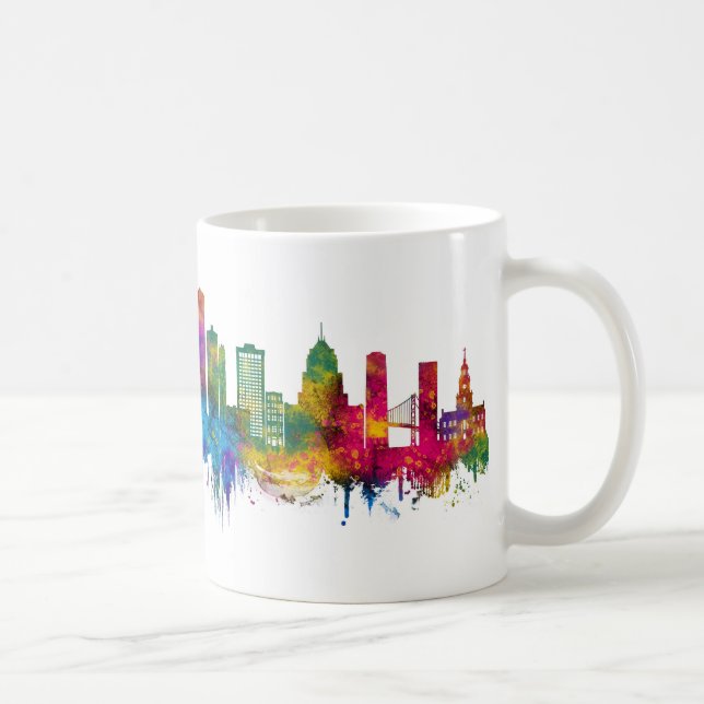 Taza De Café Detroit Michigan Skyline (Derecha)