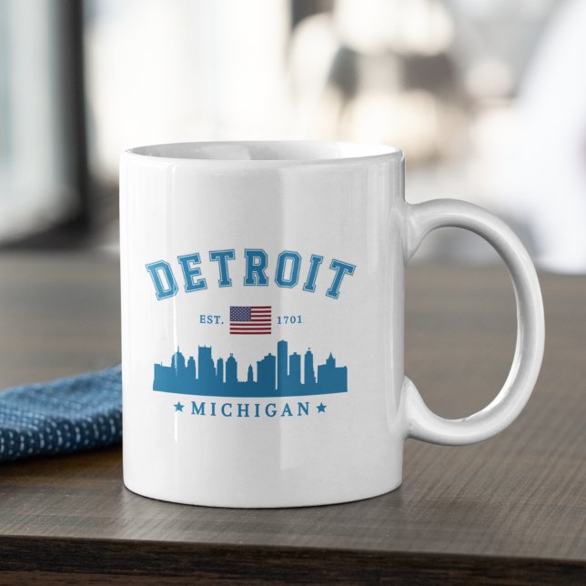 Taza De Café Detroit Michigan U.S.A. Skyline City (Subido por el creador)