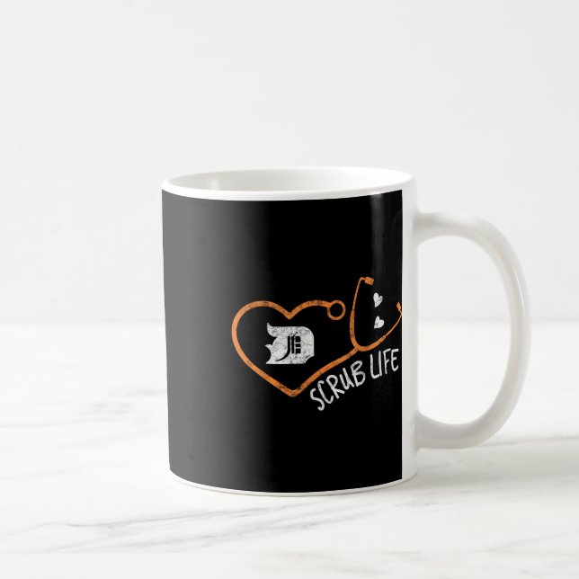 Taza De Café Detroit Scrub Life Michigan Enfermera Shirt Medica (Derecha)