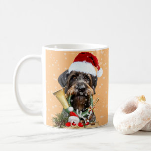 Taza De Café Deutsch Drahthaar, ¡Feliz Navidad! botón de imán