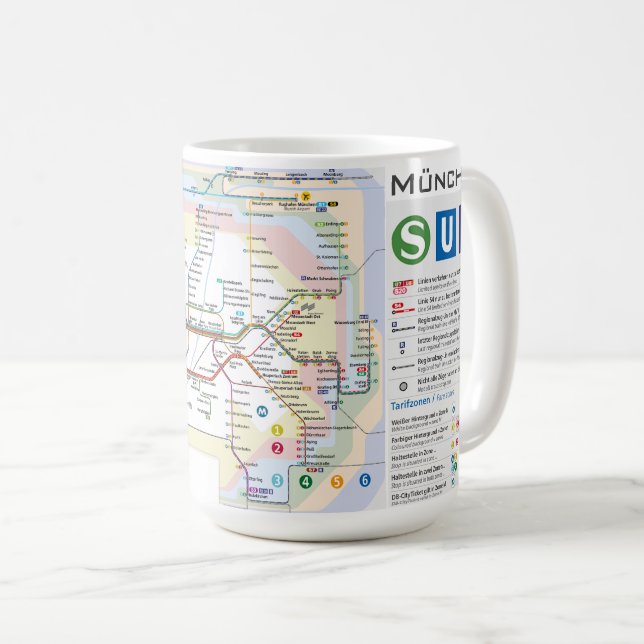 Taza De Café " Deutschland: 2021/heute München - S-/U-Bahnnetz  (Anverso derecho)