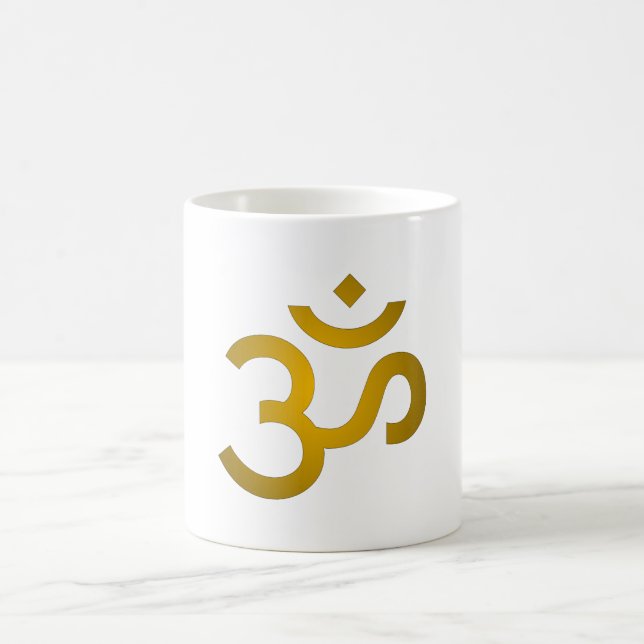 Taza De Café Devanagari om - Blanco (Centro)