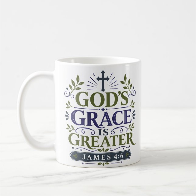 Taza De Café Devocional Diario La Gracia de Dios Es Mayor (Izquierda)