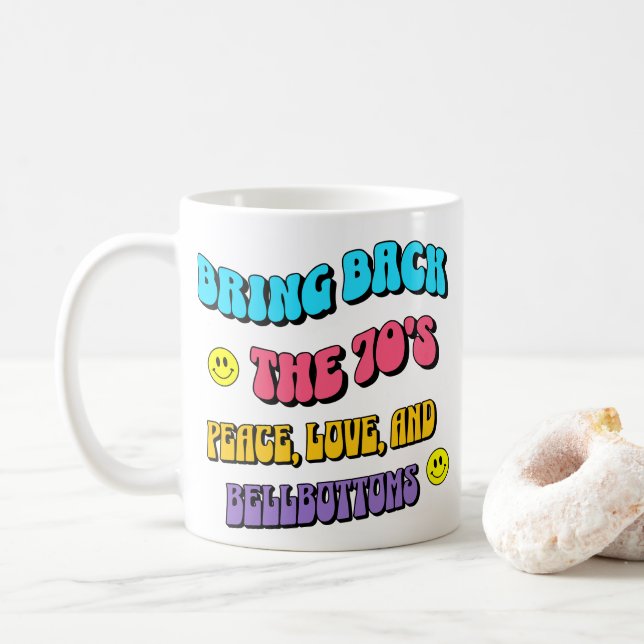Taza De Café Devolver los años 70 (Con donut)