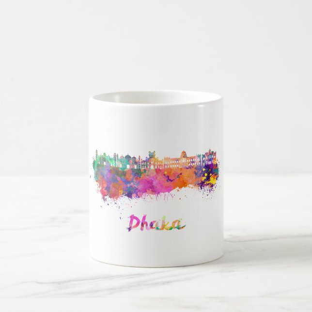 Taza De Café Dhaka skyline in watercolor (Centro)