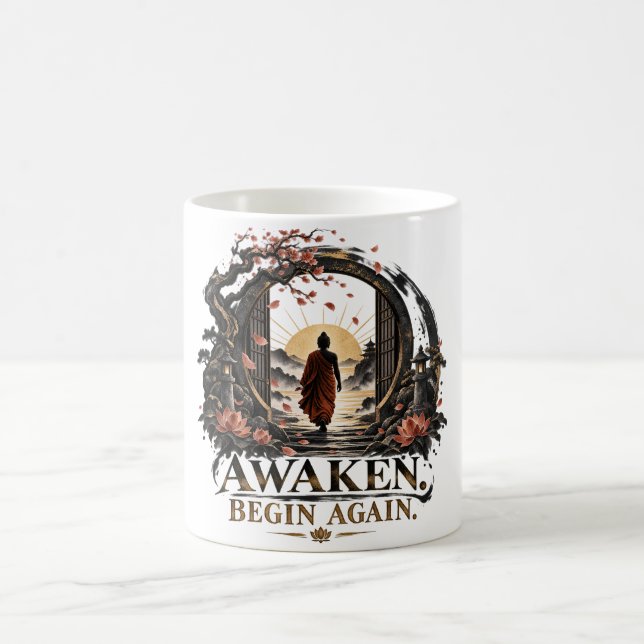 Taza De Café Dhammapada Despierta Comienza de Nuevo (Centro)