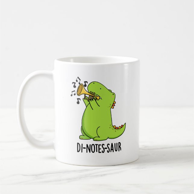Taza De Café Di-notes-saur Funny Dinosaur Pun (Izquierda)