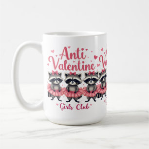 Taza De Café Día Anti San Valentín Mapache Divertido Lindo Kawa