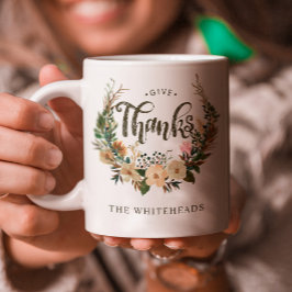 Taza De Café Día de Acción de Gracias Autumn Watercolor Boho Fl