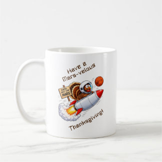 Taza De Café Día de Acción de Gracias del divertido pavo espaci