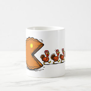 Taza De Café Día de Acción de Gracias Divertido Comiendo Pay de