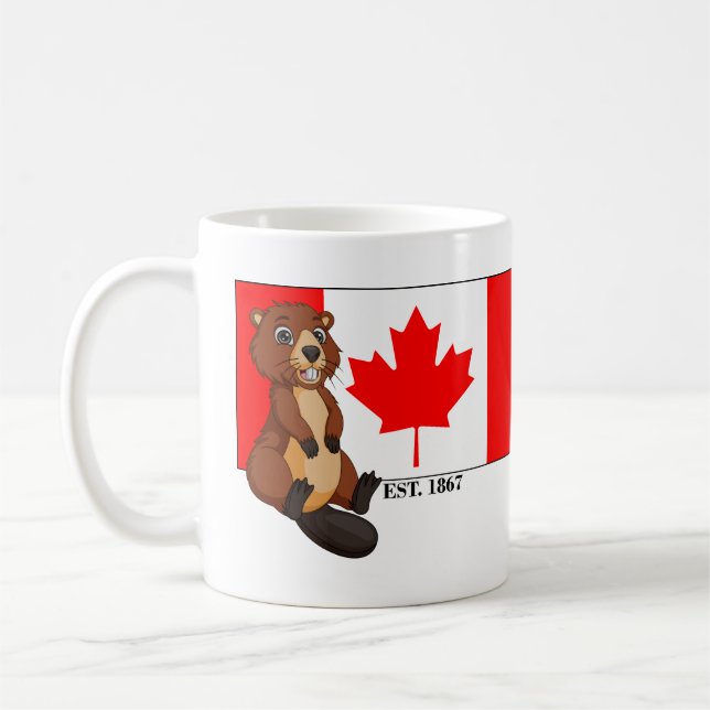 Taza De Café Día de Canadá Este. Bandera y castor de 1867 (Izquierda)