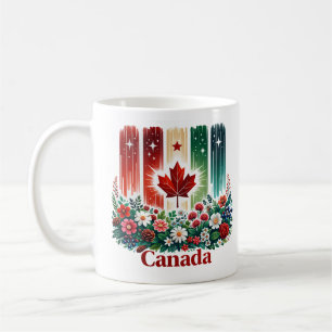 Taza De Café Día de Canadá floral Bandera canadiense linda