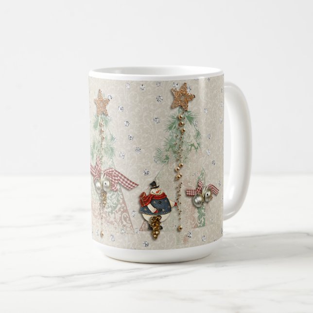 Taza De Café Día de fiesta del navidad - árboles y muñecos de (Anverso derecho)
