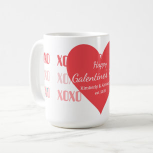Taza De Café Día de Galentines Personalizado Rosa y Rojo