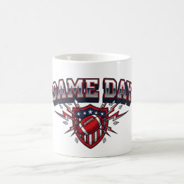 Taza De Café Día de Juego Fútbol Americano Escudo Patriótico De