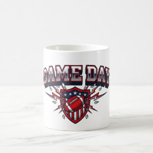 Taza De Café Día de Juego Fútbol Americano Escudo Patriótico De