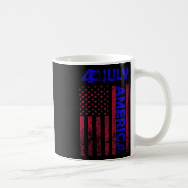 Taza De Café Día De La Bandera Estadounidense 4 De Julio Feliz  (Derecha)