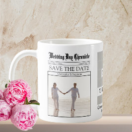 Taza De Café Día de la Boda Única Minimalista Personalizada en