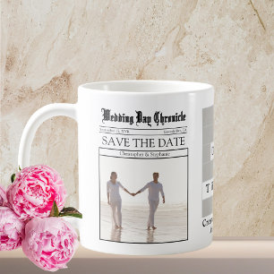 Taza De Café Día de la Boda Única Minimalista Personalizada en 