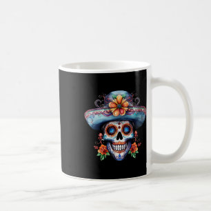 Taza De Café Día De La Calavera Del Azúcar Floral Día De Los Mu