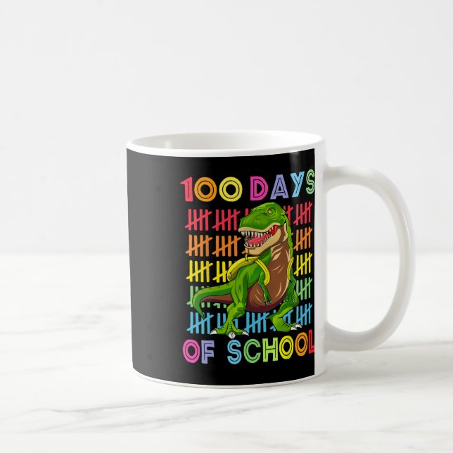 Taza De Café Día De La Escuela Dino Niños Felices 100 Días Dino (Derecha)