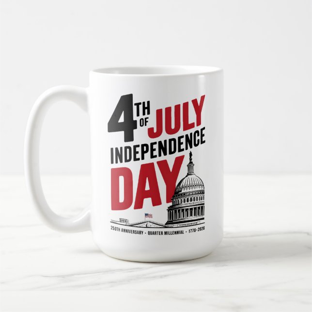 Taza De Café Día de la Independencia 250 Aniversario 4 de Julio (Izquierda)