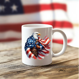 Taza De Café Día de la Independencia Águila Patriótica en Bande