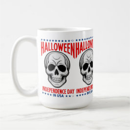Taza De Café Día de la Independencia de Halloween con cráneo