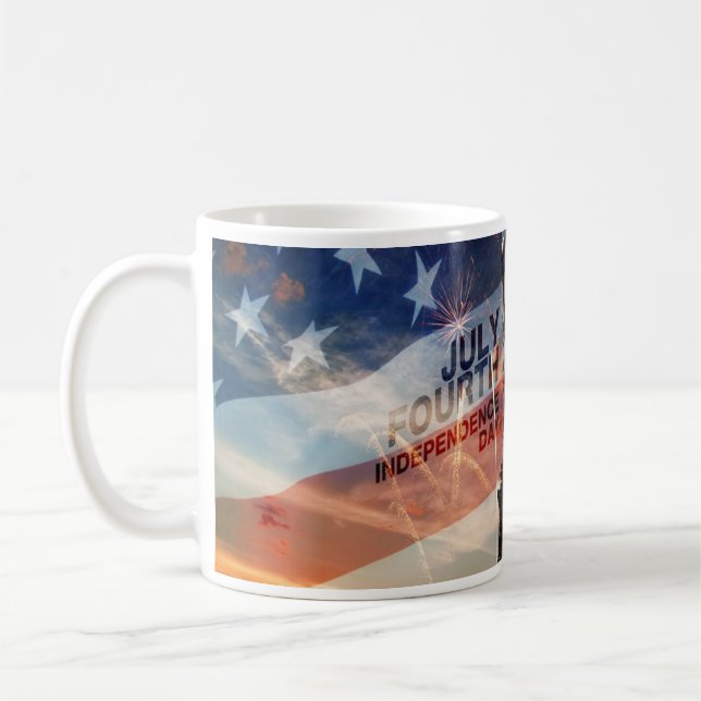 Taza De Café Día de la Independencia Patriótica señora libertad (Izquierda)