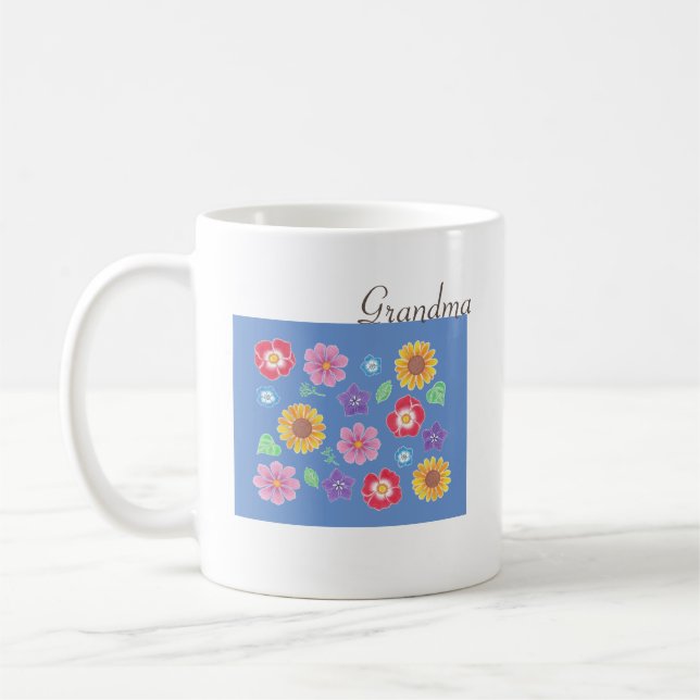 Taza De Café Día de la Madre Abuela Flor Jardín Café Mug (Izquierda)