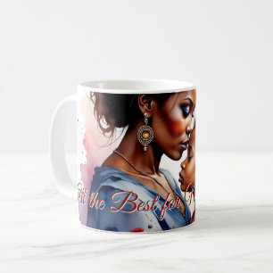 Taza De Café Día de la Madre Arte de Amor Acuarela Africana