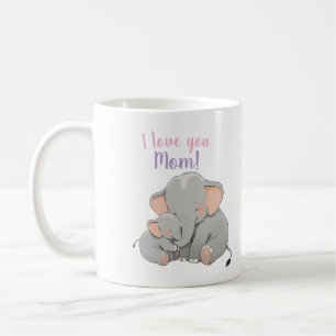 Taza De Café Día de la Madre Baby and Mama Elephant
