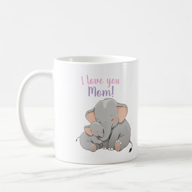 Taza De Café Día de la Madre Baby and Mama Elephant (Izquierda)
