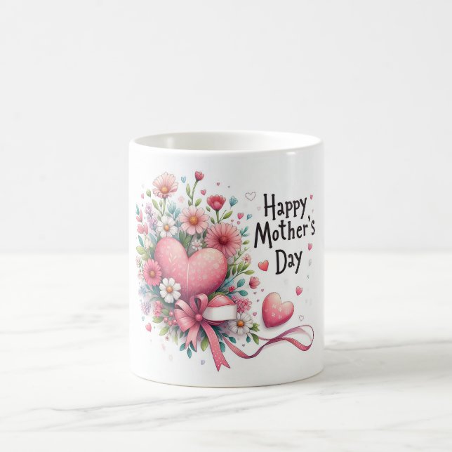 Taza De Café Día de la Madre cardiaco y floral (Centro)