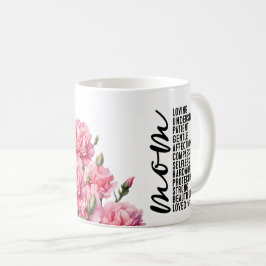 Taza De Café Día de la Madre con Flor de clavel rosa para mamá