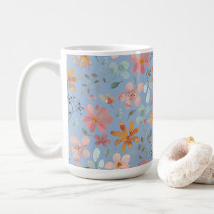 Taza De Café Día de la madre de la floral azul pálido