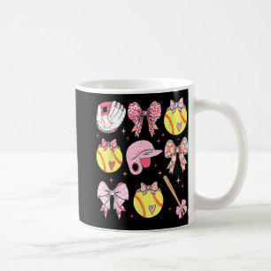 Taza De Café Día de la Madre de mamá Coquette Pink Bow Softball