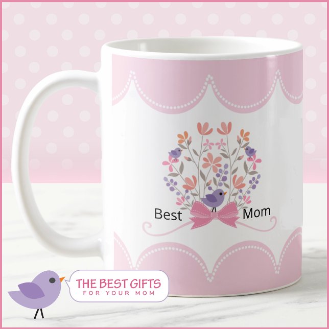 Taza De Café Día de la Madre de Personalizable Best Mom Floral  (Subido por el creador)