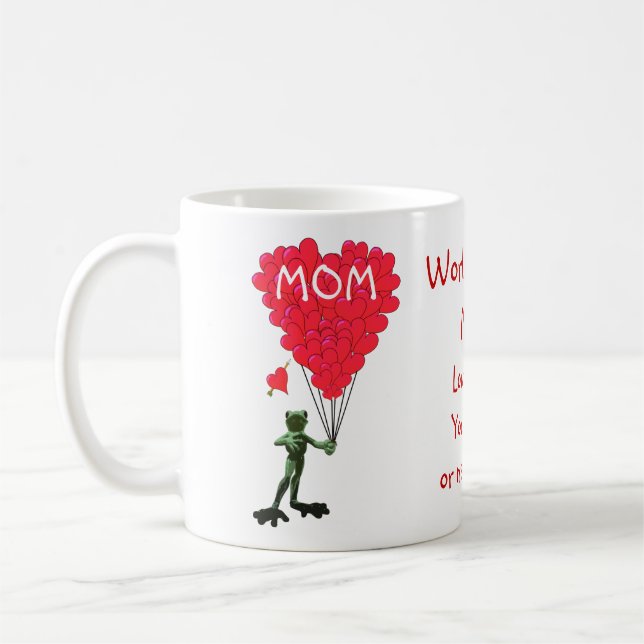 Taza De Café Día de la Madre divertido personalizado de la rana (Izquierda)