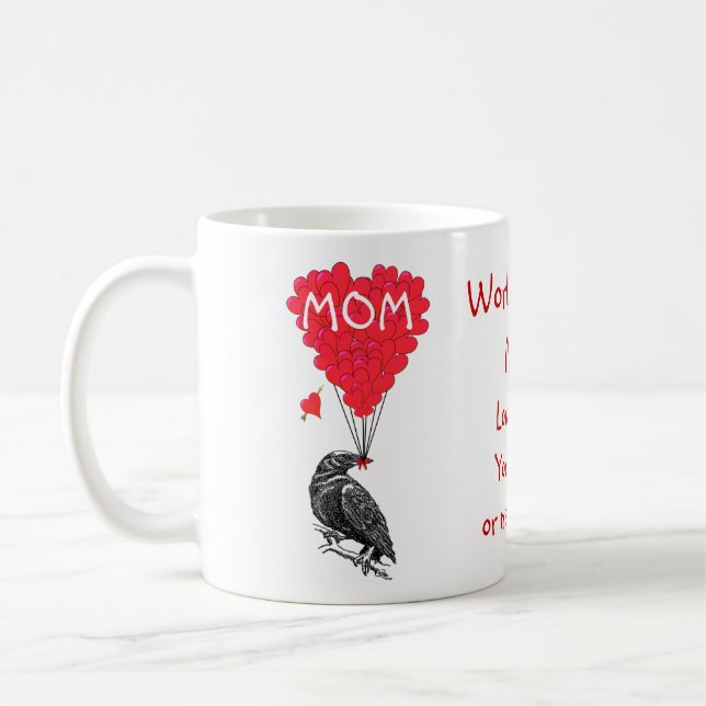 Taza De Café Día de la Madre divertido personalizado del cuervo (Izquierda)