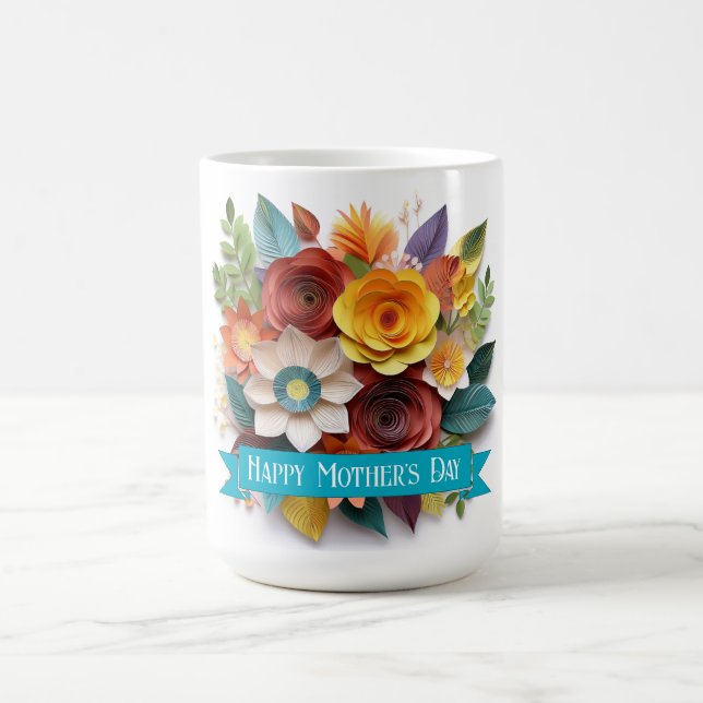 Taza De Café Día de la madre floral al estilo del origami (Centro)