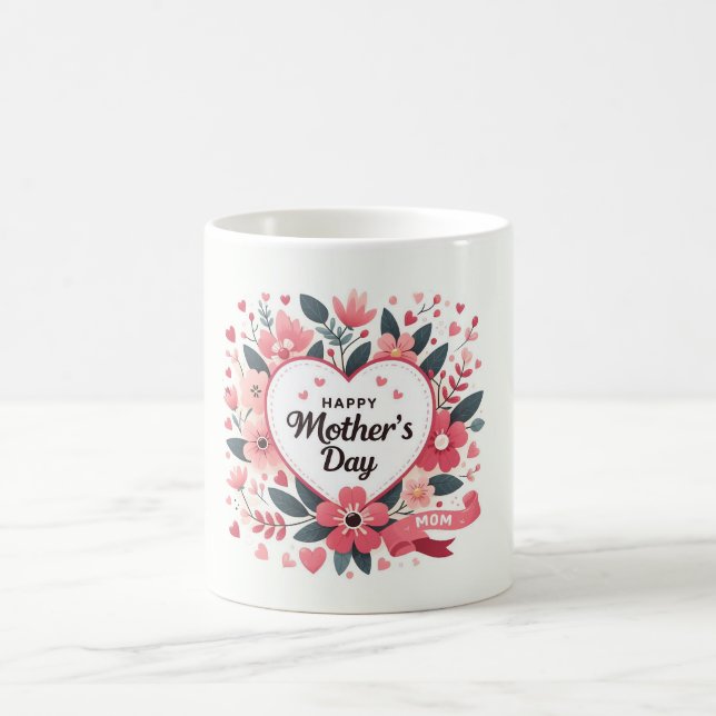 Taza De Café Día de la Madre floral cardíaco (Centro)