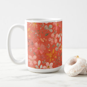 Taza De Café Día de la Madre Floral, Naranja brillante