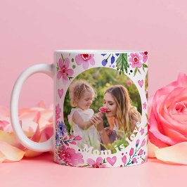 Taza De Café Día de la Madre Foto Keepsake Watercolor Florals r