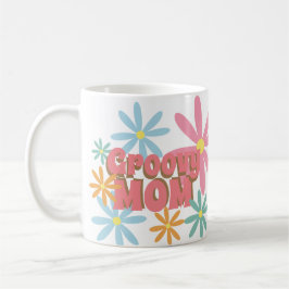 Taza De Café Día de la Madre Groovy Flores Foto Mamá